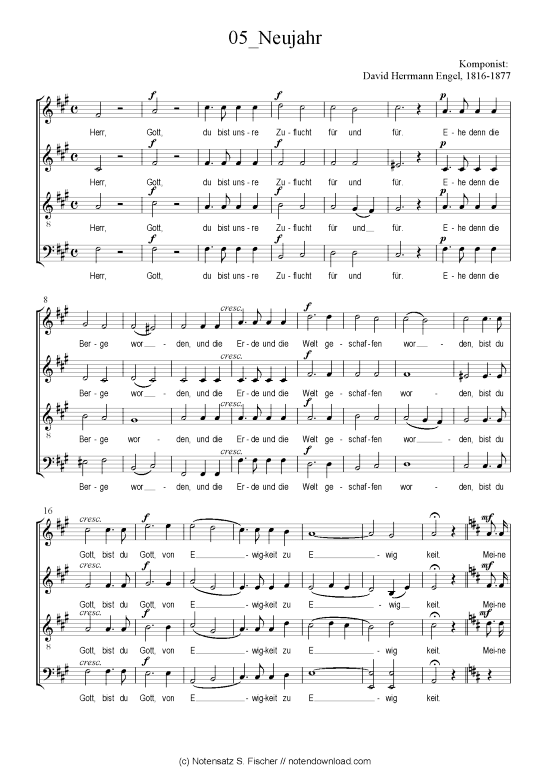 Neujahr (Gemischter Chor) (Gemischter Chor) von David Herrmann Engel (1816-1877)