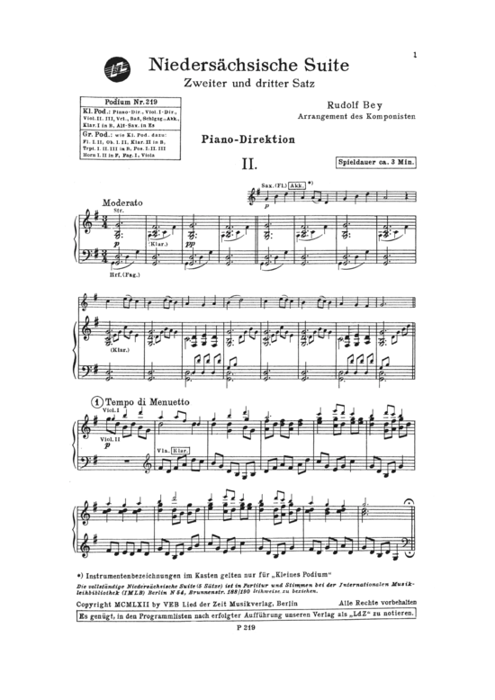 Nieders auml chsische Suite (2. und 3. Satz) (Combo-Band) (Combo Band (mit 4 Bl ser)) von 1962