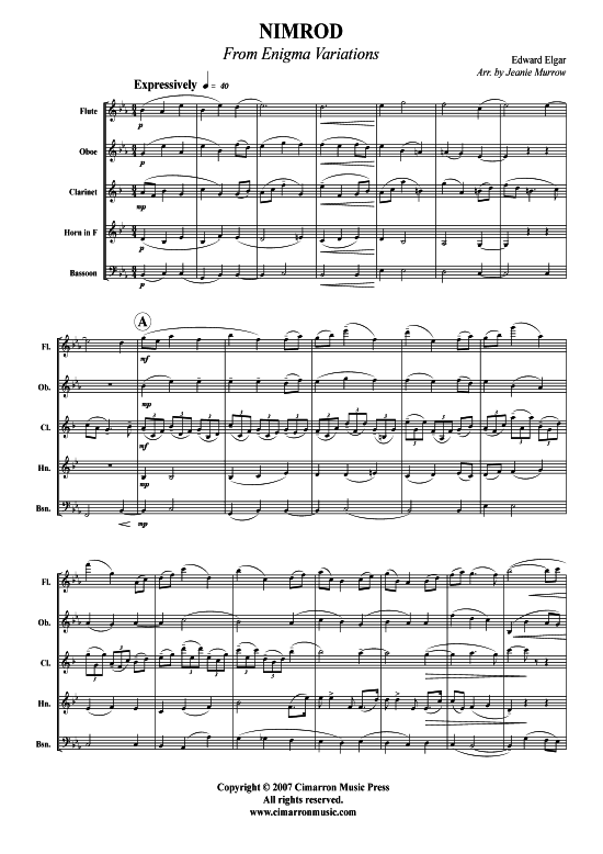 Nimrod aus Enigma Variationen (Holzbl auml ser-Quintett) (Quintett (Holzbl ser)) von Edward Elgar
