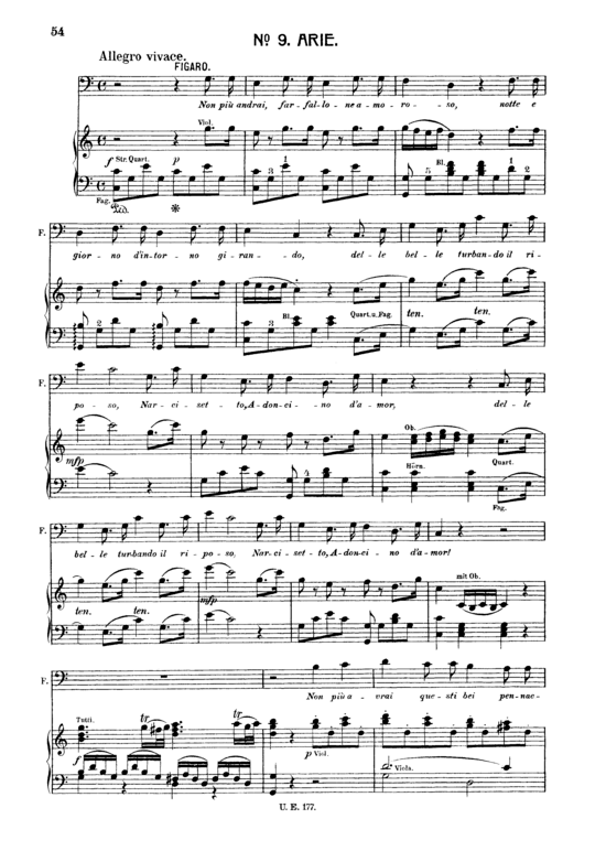 Non piu andrai farfallone amoroso (Klavier + Sopran Solo) (Klavier  Sopran) von W. A. Mozart (K.492)