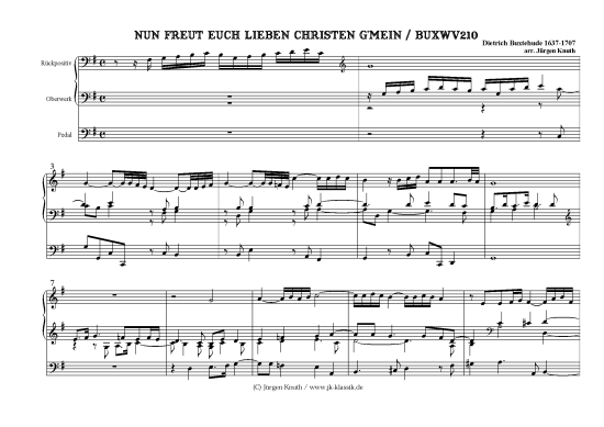 Nun freut euch lieben Christen G mein BuxWV 210 (Orgel Solo) (Orgel Solo) von Dietrich Buxtehude 1637-1707