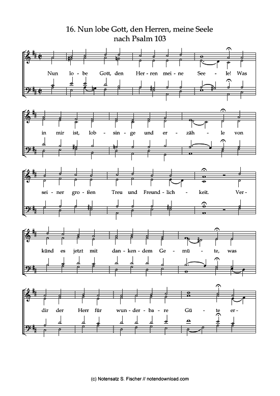 Nun lobe Gott den Herren meine Seele (Gemischter Chor) (Gemischter Chor) von Psalme des Kantons Schaffhausen (1867)