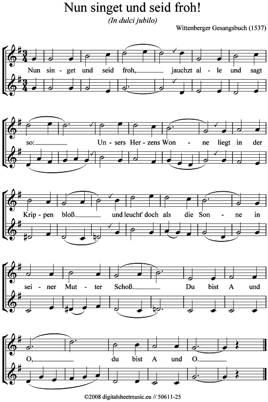 Nun singet und seid froh (In dulci jubilo) (2x Trompete in B) (Duett (Trompete)) von Weihnachtslied (sehr einfach)