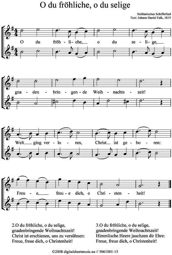 O du fr hliche (2x Alt-Saxophon) (Duett (Saxophon)) von Weihnachtslied (sehr leicht)