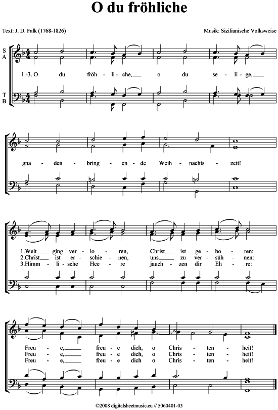 O du fr hliche (Gemischter Chor) (Gemischter Chor) von Weihnachtslied