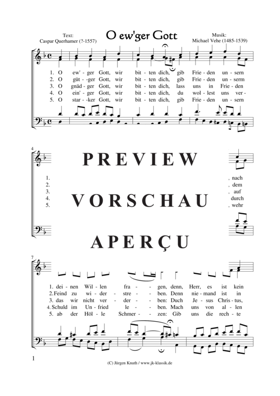 O ew ger Gott (Gemischter Chor) (Gemischter Chor) von Michael Vehe