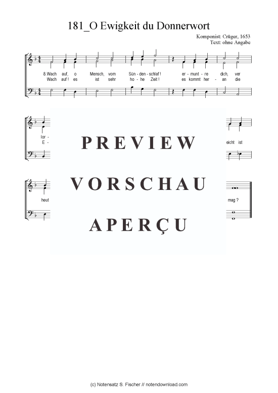 O Ewigkeit du Donnerwort (Gemischter Chor SAB) (Gemischter Chor (SAB)) von Cr ger 1653