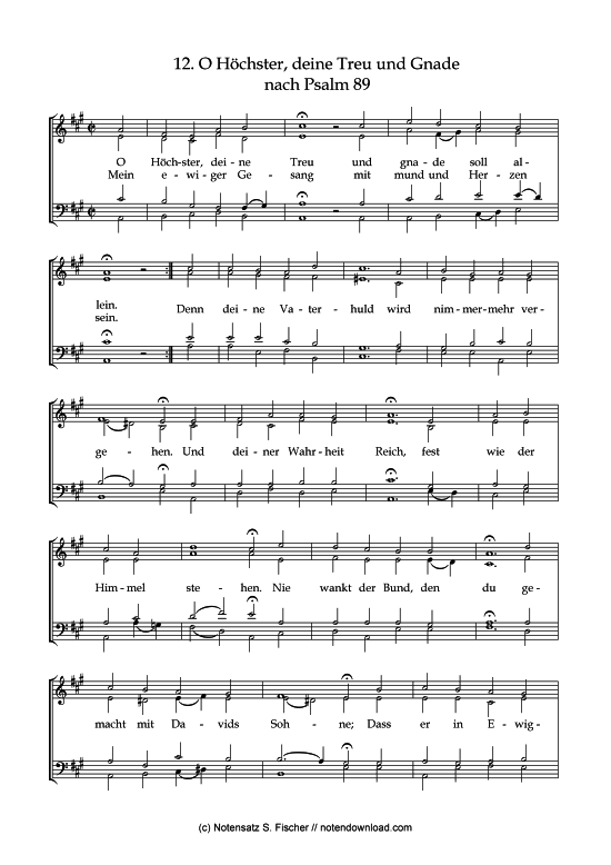 O H chster deine Treu und Gnade (Gemischter Chor) (Gemischter Chor) von Psalme des Kantons Schaffhausen (1867)