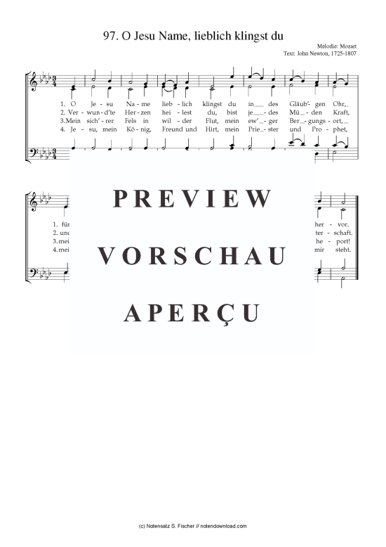 O Jesu Name lieblich klingst du (Gemischter Chor) (Gemischter Chor) von Mozart  John Newton 1725-1807 