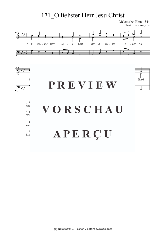 O liebster Herr Jesu Christ (Gemischter Chor SAB) (Gemischter Chor (SAB)) von Melodie bei Horn 1544