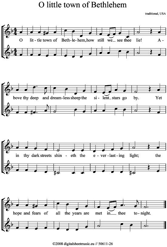 O little town of Bethlehem (2x Trompete in B) (Duett (Trompete)) von Weihnachtslied (sehr einfach)