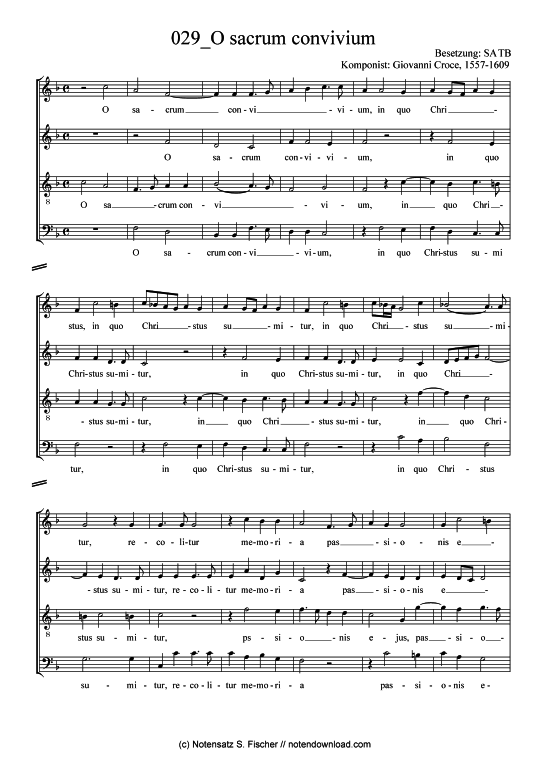 O sacrum convivium (Gemischter Chor) (Gemischter Chor) von Giovanni Croce 1557-1609 