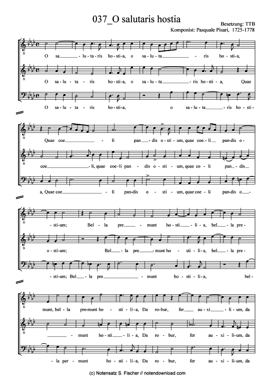 O salutaris hostia (Gemischter Chor) (M nnerchor) von Pasquale Pisari 1725-1778 