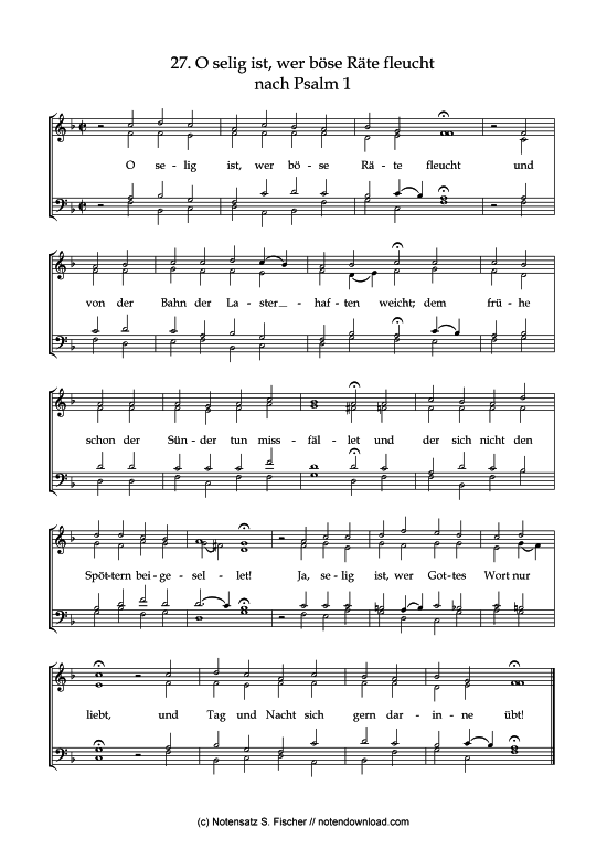 O selig ist wer b se R te fleucht (Gemischter Chor) (Gemischter Chor) von Psalme des Kantons Schaffhausen (1867)
