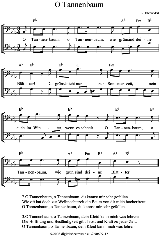 O Tannenbaum (2x Posaune in C) (Duett (Posaune)) von Weihnachtslied