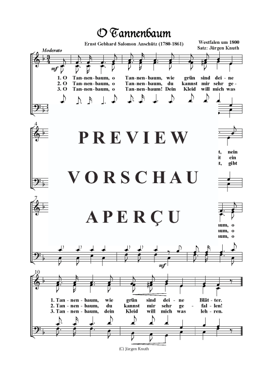 O Tannenbaum (Gemischter Chor) (Gemischter Chor) von Westfalen um 1800 Satz J rgen Knuth