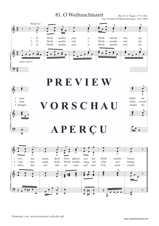 O Weihnachtszeit (Klavier + Gesang) (Klavier  Gesang) von H. G. N geli 1773-1836
