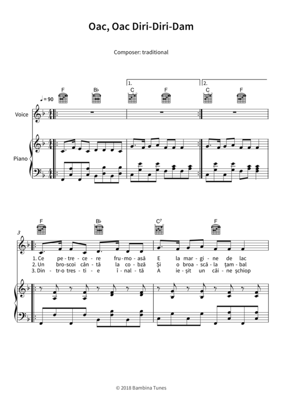 Oac Oac Diri-Diri-Dam (Gesang + Klavier Gitarre) (Klavier  Gesang) von traditional