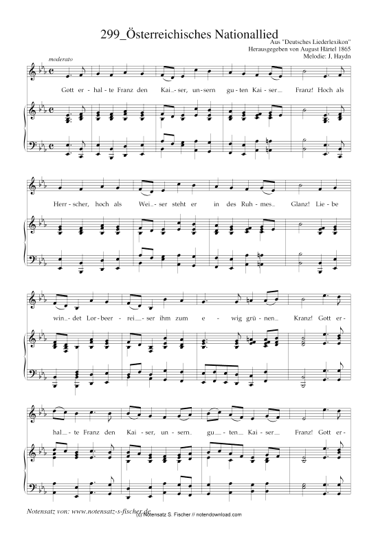  sterreichisches Nationallied (Klavier + Gesang) (Klavier  Gesang) von Joseph Haydn