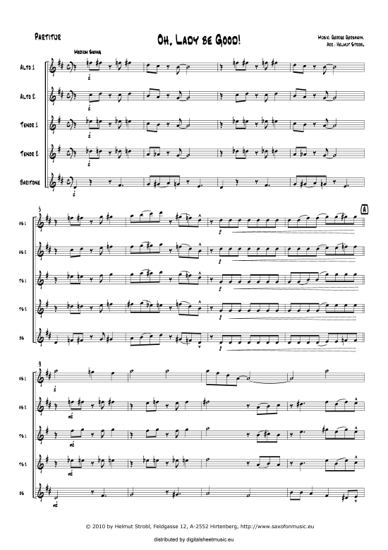 Oh Lady be Good (Quintett (Saxophon)) von George Gershwin - Saxophonquintett (SATTB)