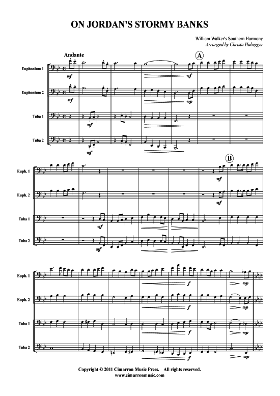 On Jordan s Stormy Banks (Tuba Quartett 2x Bariton 2xTuba) (Quartett (Tuba)) von William Walker s Southern Harmony