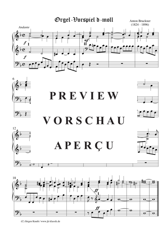 Orgel-Vorspiel d-moll (Orgel Solo) (Orgel Solo) von Anton Bruckner