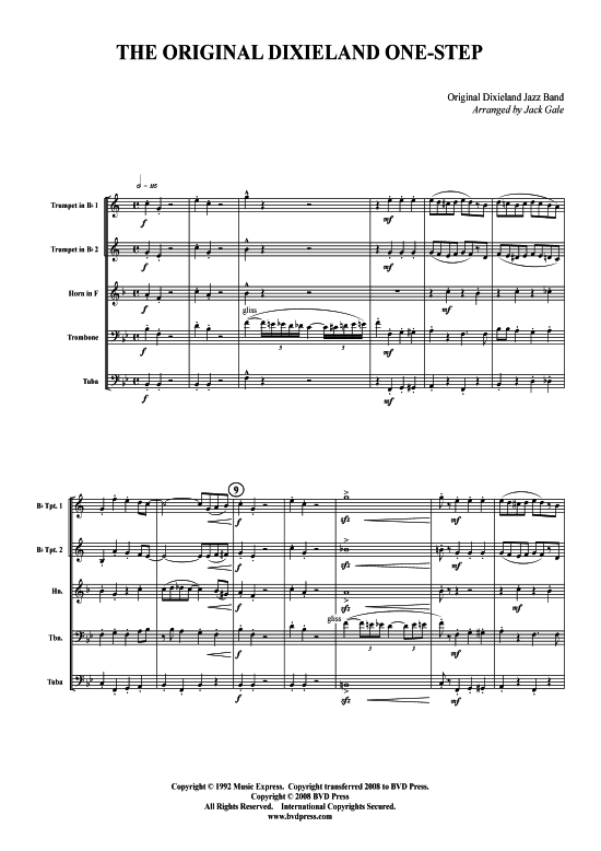 Original Dixieland Jazz Band Vol. 1 (Blechbl serquintett) (Quintett (Blech Brass)) von Verschiedene Verfasser (arr. Villanueva)
