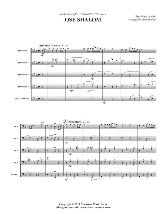 Ose Shalom (Posaunen Quintett) (Quintett (Posaune)) von Traditional