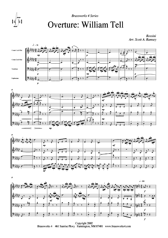 Ouvert re (2xTromp in B Horn in F (Pos) Pos) (Quartett (Blech Brass)) von Gioacchino Rossini (aus Wilhelm Tell)