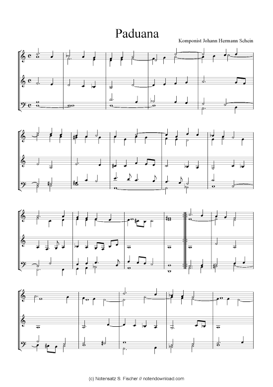 Paduana (Quartett in C) (Quartett (4 St.)) von Johann Hermann Schein