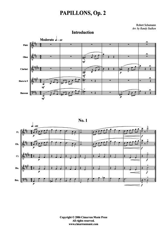 Papillons Op. 2 150 12 S auml tze (Holzbl auml ser-Quintett) (Quintett (Holzbl ser)) von Robert Schumann