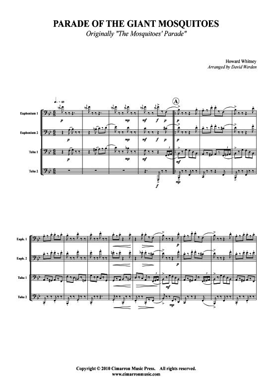 Parade of the Giant Mosquitoes (Tuba Quartett 2x Bariton 2xTuba) (Quartett (Tuba)) von Howard Whitney