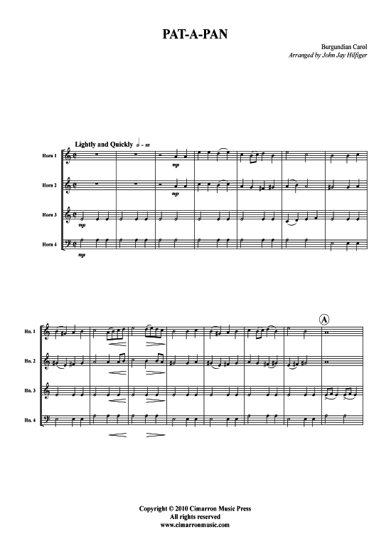 Pat-A-Pan (Hornquartett) (Quartett (Horn)) von Weihnachtslied aus Burgund