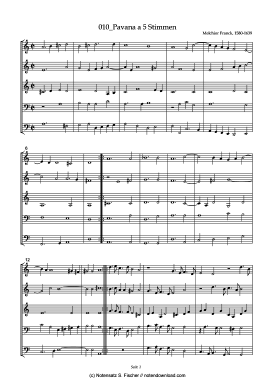 Pavana a 5 Stimmen (Posaunenchor) von Melchior Franck (1580-1639)