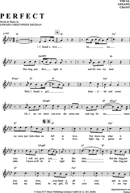 Perfect (Gesang) (Gesang  Akkorde) von Ed Sheeran