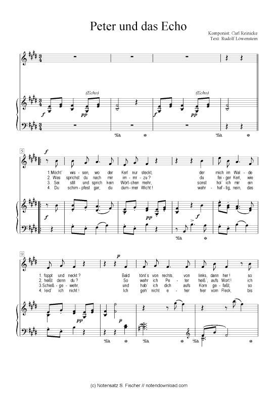 Peter und das Echo (Klavier + Gesang (Klavier + Gesang)) (Klavier  Gesang) von Carl Reinecke  Rudolf L wenstein