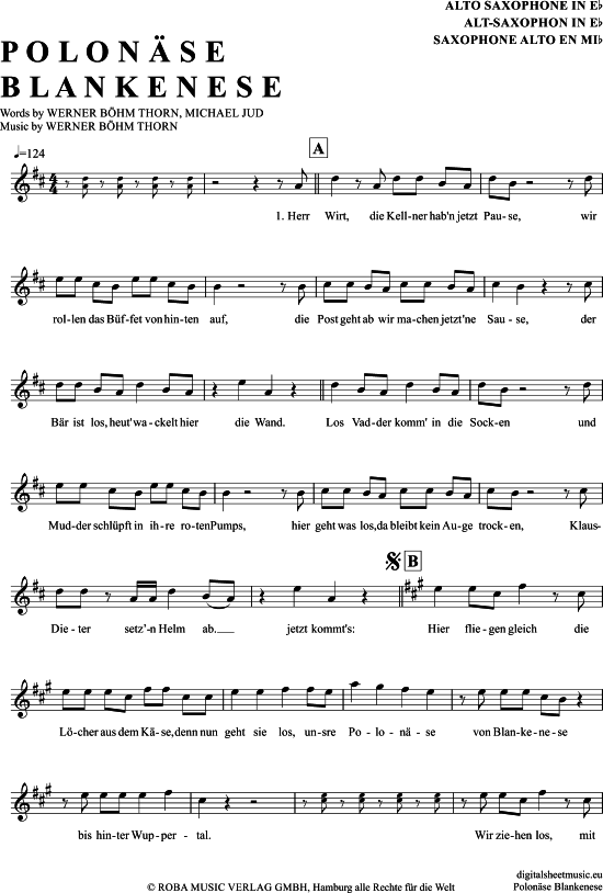 Polon se Blankenese (Alt-Sax) (Alt Saxophon) von Gottlieb Wendehals
