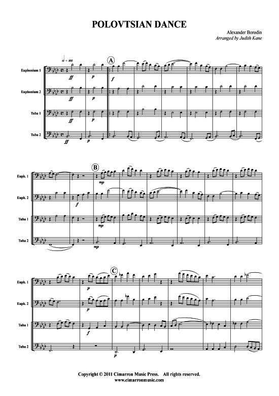 Polovtsian Dance (Tuba Quartett 2x Bariton 2xTuba) (Quartett (Tuba)) von Alexander Borodin