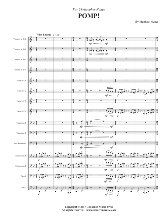 Pomp (Brass Ensemble 4x Trompete 4x Horn 3x Posaunen 2x Euphonium + 2x Tuba) (Brass Ensemble) von Matthew Nunes