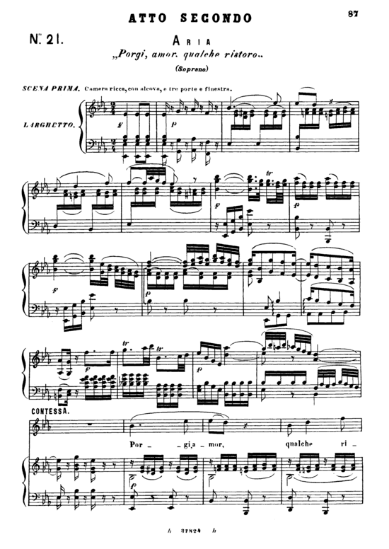 porgi amor qualche ristoro (Klavier + Sopran Solo) Ricordi (Klavier  Sopran) von W. A. Mozart (K.492)
