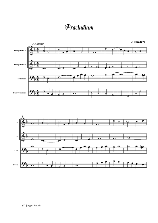 Pr auml ludium (Quartett 2x Trompete + 2x Posaune) (Quartett (Blech Brass)) von John Blied