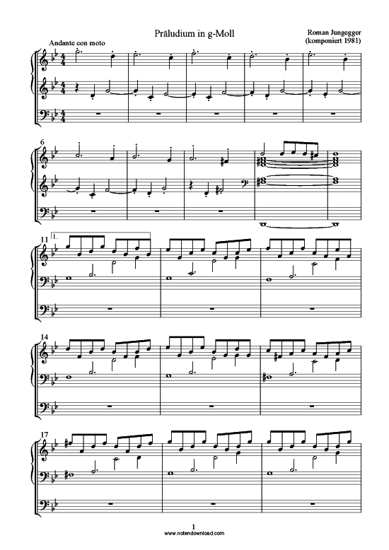 Pr ludium in g-Moll (Orgel solo) (Orgel Solo) von Dr. Roman Jungegger