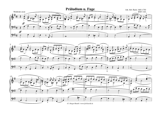 Pr ludium u. Fuge BWV 555 (Orgel Solo) (Orgel Solo) von Johann Sebastian. Bach