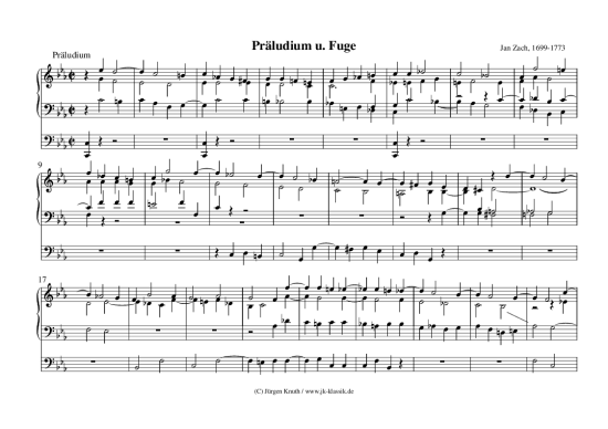 Pr ludium u. Fuge c-moll (Orgel Solo) (Orgel Solo) von Jan Zach 1699-1773