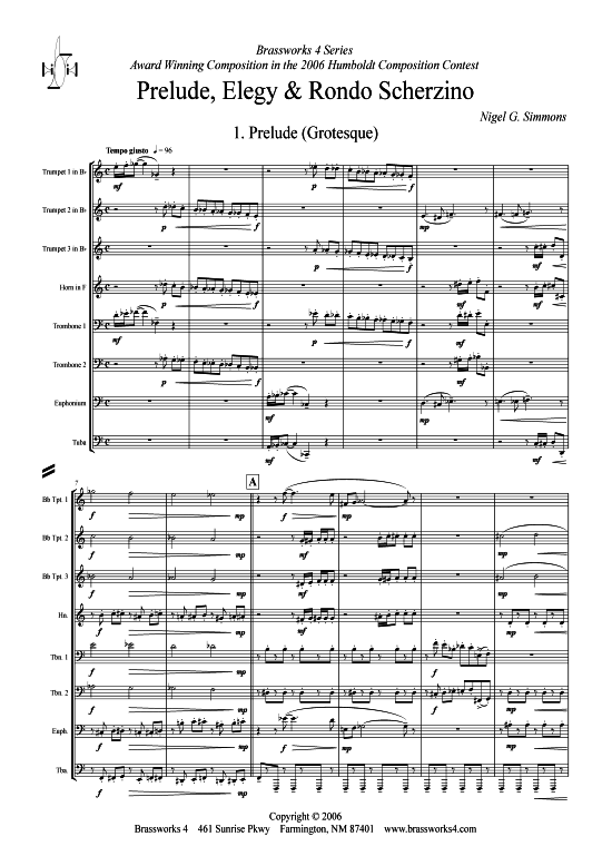 Prelude Elegy Rondo Scherzino (Brass Ensemble) (Ensemble (Blechbl ser)) von Nigel G. Simmons