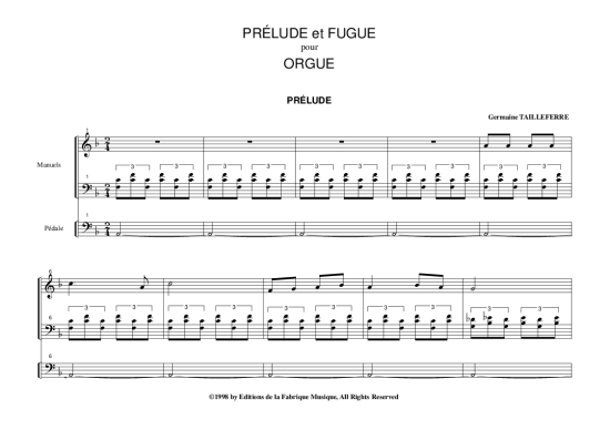 Pr lude et Fugue (Orgel Solo) (Orgel Solo) von Germaine Tailleferre