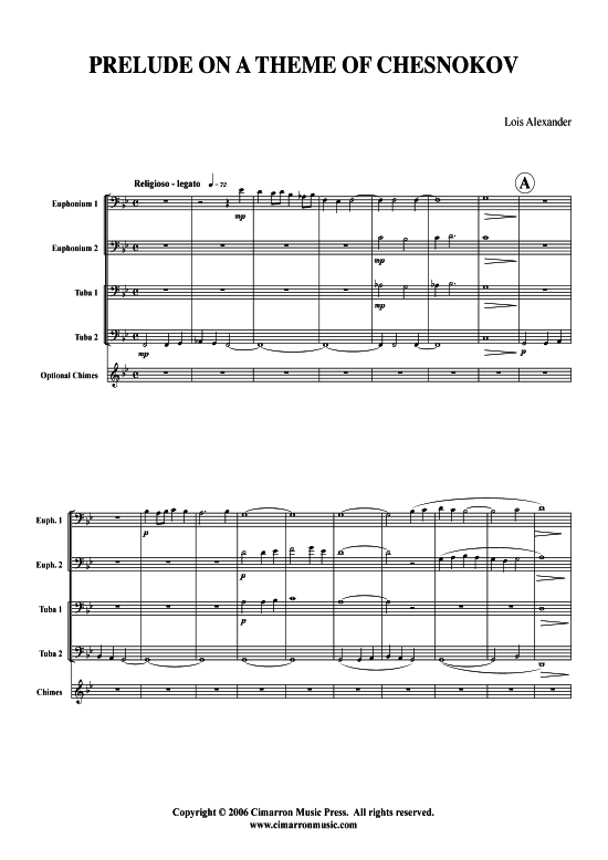 Prelude (Tuba Quartett 2x Bariton 2xTuba) (Quartett (Tuba)) von Pavel Tchesnokov (Chesnokov)