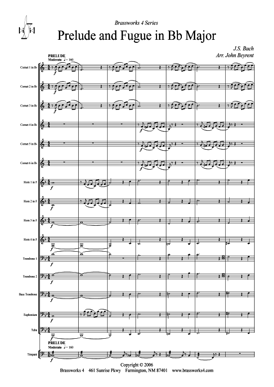 Prelude und Fuge in B-Dur (Brass Ensemble) (Ensemble (Blechbl ser)) von J. S. Bach