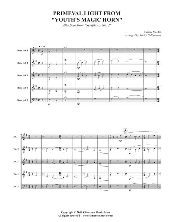 Primeval Light from Youth acute s Magic Horn (Horn in F Quintett) (Quintett (Horn)) von Gustav Mahler
