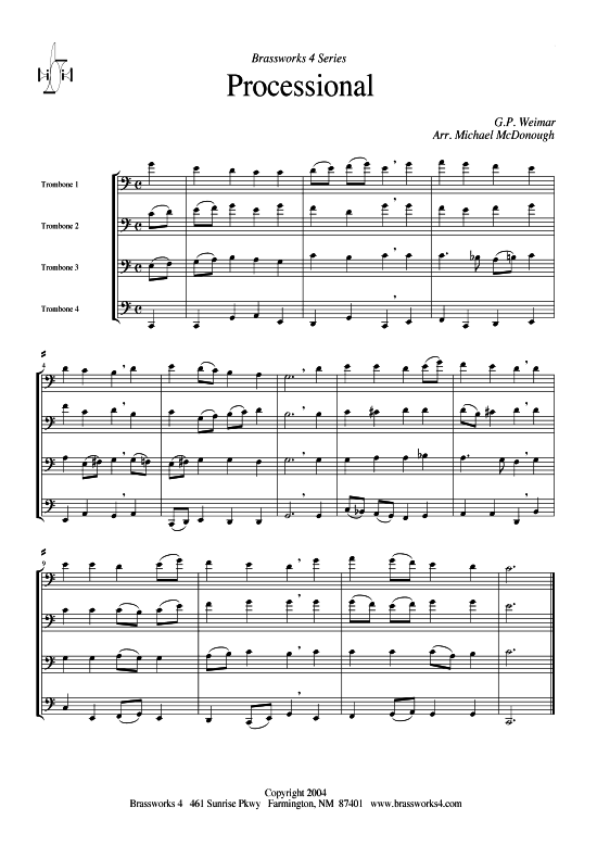 Processional (Posaunen-Quartett) (Quartett (Posaune)) von G.P. Weimar